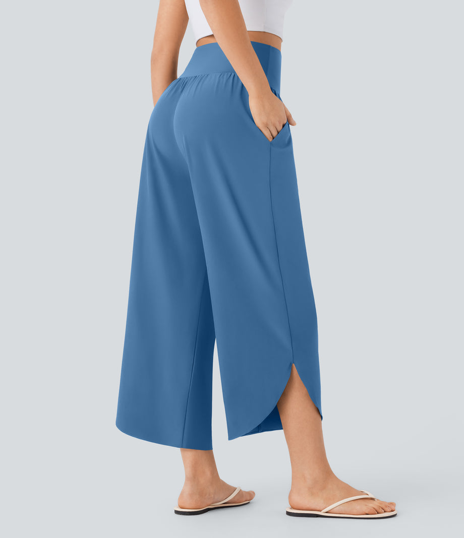 Breezeful™ High Waisted Tummy Control Split Hem Quick Dry Resort Pants with Pockets - Pacific Coast