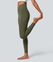 SoftlyZero™ Crossover Pocket Plain Leggings-UPF50+ - Grass Grey Green