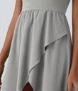 Breezeful™ High Low 2-Piece Pocket Flowy Midi Quick Dry Casual Dress - Ghost Gray