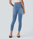 Halara Flex™ High Waisted Pockets Denim Casual Leggings - Tide Blue Denim