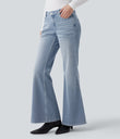 Halara Flex™ Low Rise Flare Washed Casual Jeans with Pockets - Baltic Sea Blue Denim