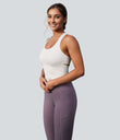 SoftlyZero™ Plush U Neck Racerback Cut Out Cropped Yoga Tank Top - White