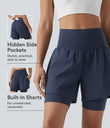 SoftlyZero™ Airy Super High Waisted 2-in-1 Cool Touch Yoga Shorts 7'' with Pockets - Mood Indigo