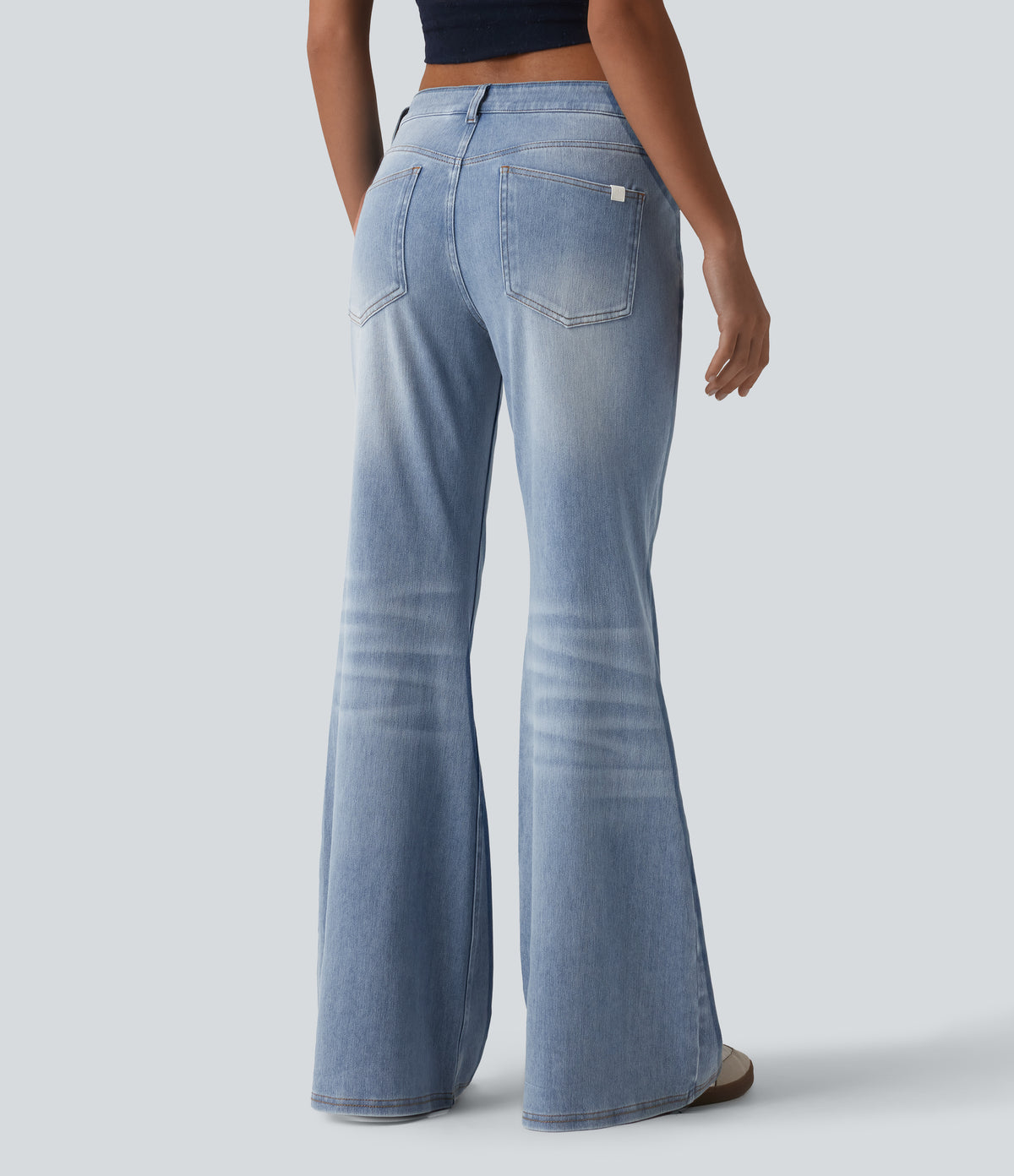 Halara Flex™ Low Rise Flare Washed Casual Jeans with Pockets - Light Blue – Glacier Light Blue