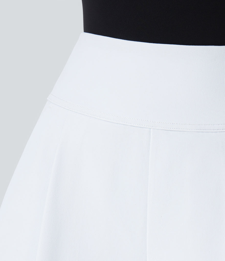 DayStretch High Waisted Work Baggy Shorts 4'' with Pockets - White