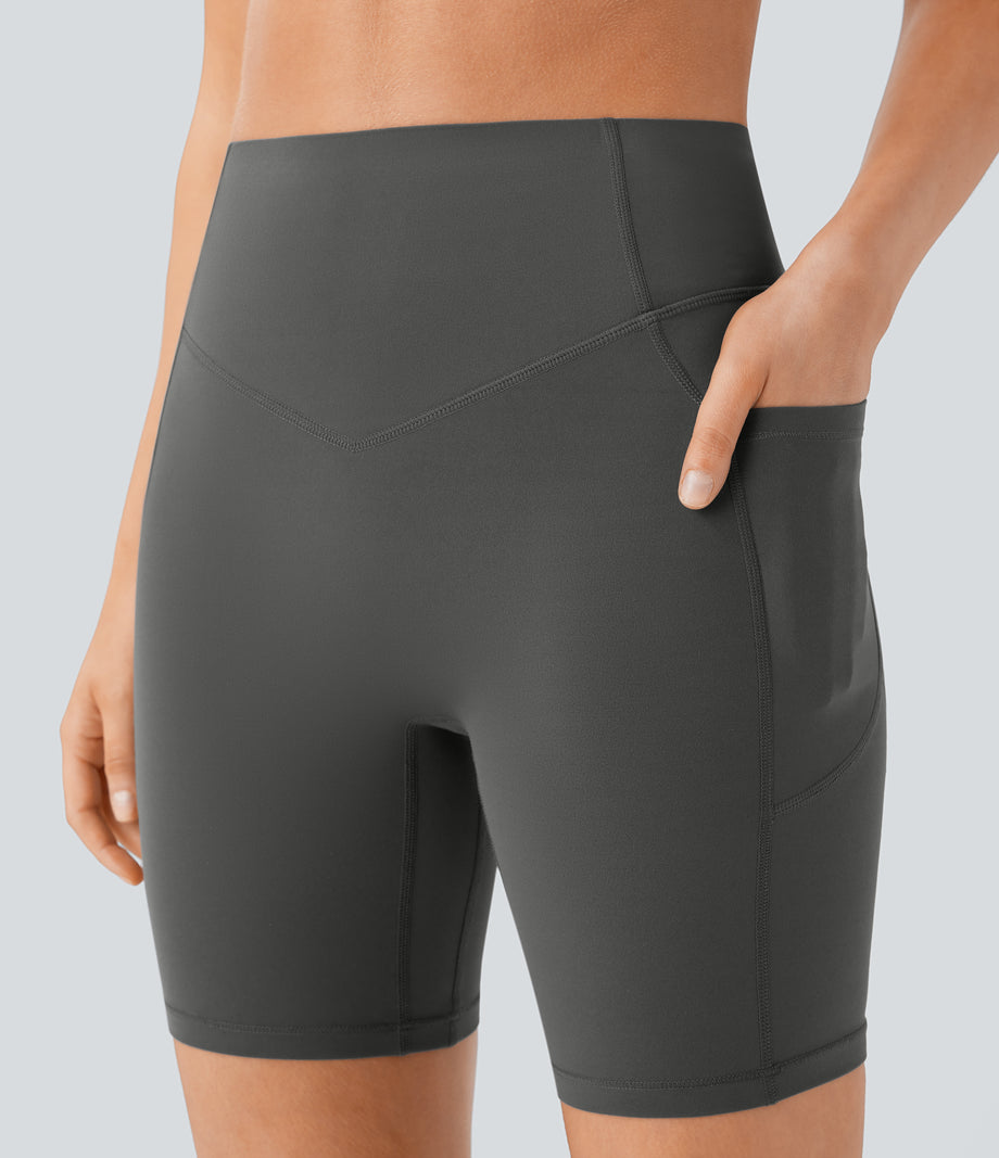 Halara UltraSculpt™ High Waisted Scrunch Butt Lifting Tummy Control Side Pocket Shaping Workout Biker Shorts 7'' - Volcanic Ash