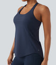 Halara UltraSculpt™ Round Neck Crisscross Back Running Tank Tops DD-F Cups - Mood Indigo