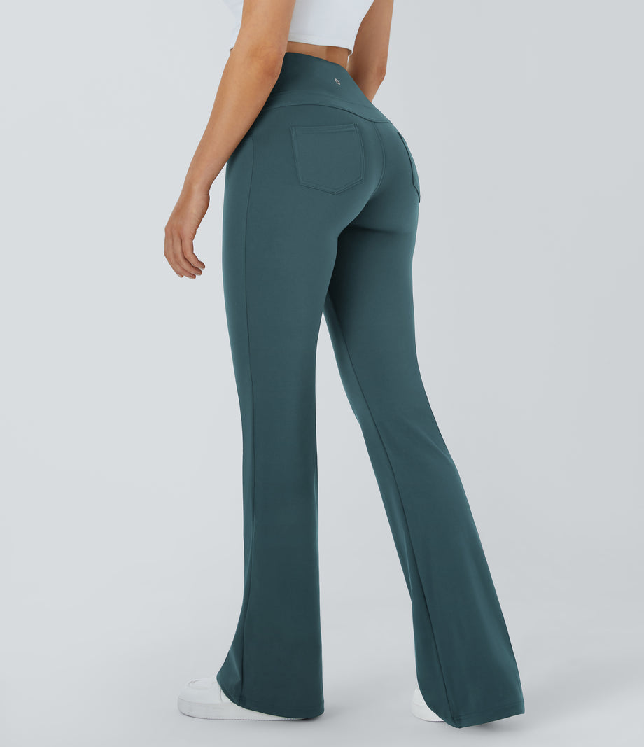 DayStretch High Waisted Pocket Flare Yoga Leggings - Misty Cyan Blue