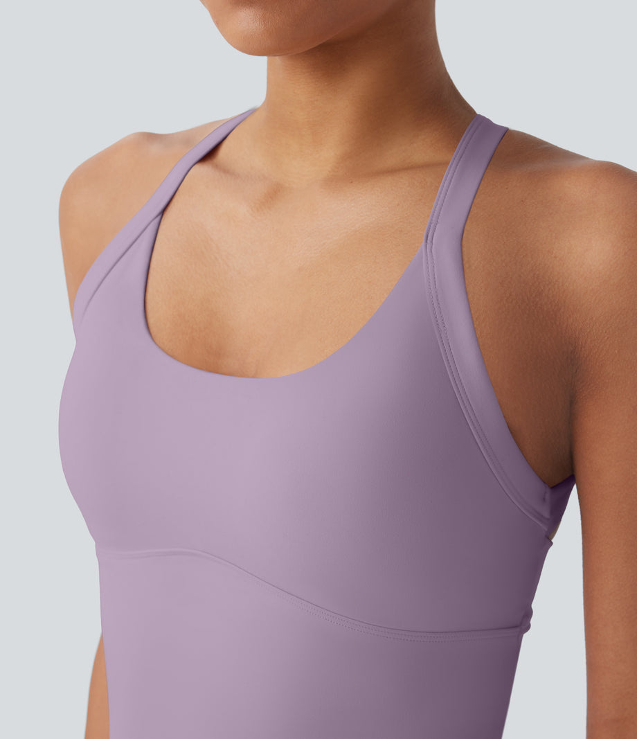 SoftlyZero™ Plush Cut Out Yoga Tank Top A-D Cups - Tulip Purple