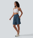 SoftlyZero™ Airy Super High Waisted 2-in-1 Cool Touch Yoga Shorts 9" with Pockets - Majolica Blue