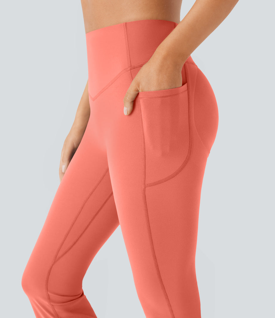 Halara UltraSculpt™ High Waisted Scrunch Butt Lifting Tummy Control Pocket Shaping Yoga Bootcut Leggings - Fusion Coral