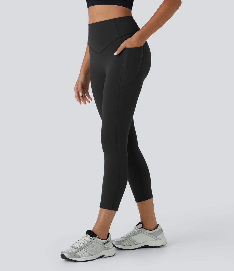 Halara UltraSculpt™ High Waisted Scrunch Butt Lifting Tummy Control Pocket Shaping Capri Training Leggings - Black