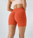 SoftlyZero™ Plush High Waisted Crossover Ruched Yoga Shorts 5'' - Tigerlily