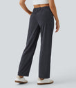 Mid Rise Zipper Pocket Corduroy Casual Pants - Phantom