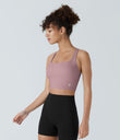 SoftlyZero™ Airy Square Neck Backless Crisscross Cropped Cool Touch Yoga Tank Top-UPF50+ - Deep Lotus Pink