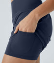 SoftlyZero™ Airy Super High Waisted 2-in-1  Cool Touch Yoga Shorts 5'' with Pockets-Longer Length - Mood Indigo