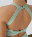 SoftlyZero™ Airy Backless Twisted Cool Touch Dance Active Dress-Easy Peezy Edition - Light Bean Green