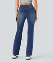 Halara Flex™ High Waisted Pockets Washed Casual Bootcut Jeans - Frost Blue Denim