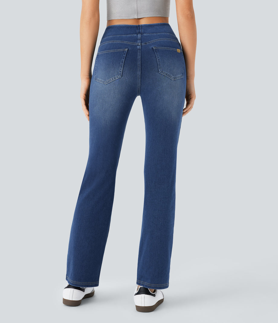 Halara Flex™ High Waisted Pockets Washed Casual Bootcut Jeans - Frost Blue Denim