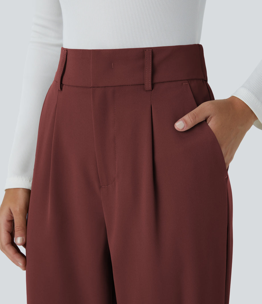 Halara Flex™ High Waisted Pocket Solid Work Tapered Pants - Biking Red
