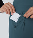 SoftlyZero™ Plush High Waisted Drawstring Pocket Plain Full Length Joggers - Oxford Blue