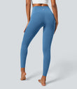 SoftlyZero™ Crossover Pocket Plain Leggings-UPF50+ - Gloomy Blue