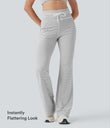 High Waisted Drawstring Stripe Flare Yoga Pants with Pockets - Zebra Ripple