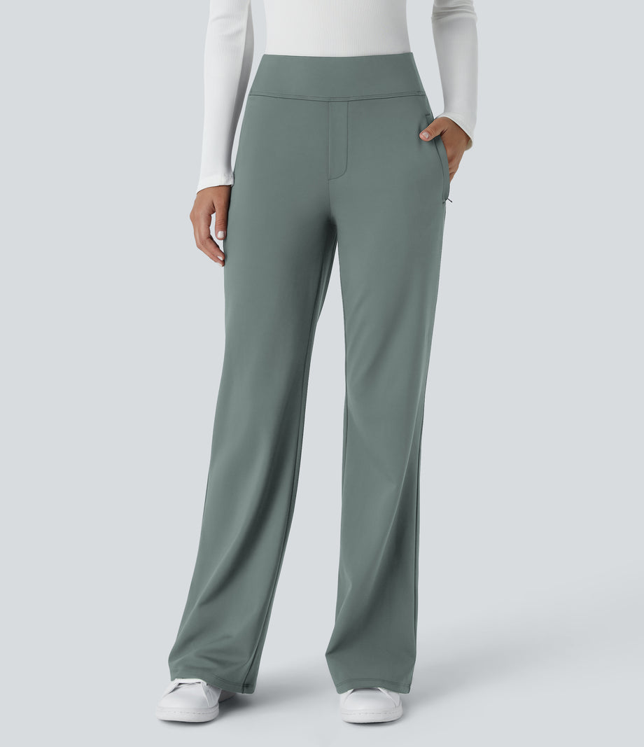 Halara Flex™ DayStretch Mid Rise Side Zipper Pocket Work Flare Pants - Deep Aquamarine