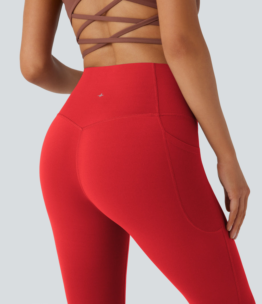 Halara UltraSculpt™ High Waisted Tummy Control Pocket Shaping Yoga Bootcut Leggings - Aura Orange