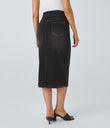 Halara Flex™ High Waisted Pockets Bodycon Washed Denim Casual Midi Skirt - Carbon Paint Denim