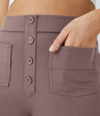 DayStretch High Waisted Pockets Straight Leg Casual Pants - Purple Sandalwood