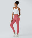 SoftlyZero™ Crossover Pocket Plain Leggings-UPF50+ - Begonia Rouge