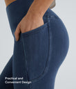Halara Flex™ Crossover Pocket Washed Denim Work Leggings - Washed Denim Bleached Blue