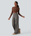 DayStretch High Waisted Tummy Control Wide Leg Baggy Yoga Pants with Pockets - Deep Red Grey