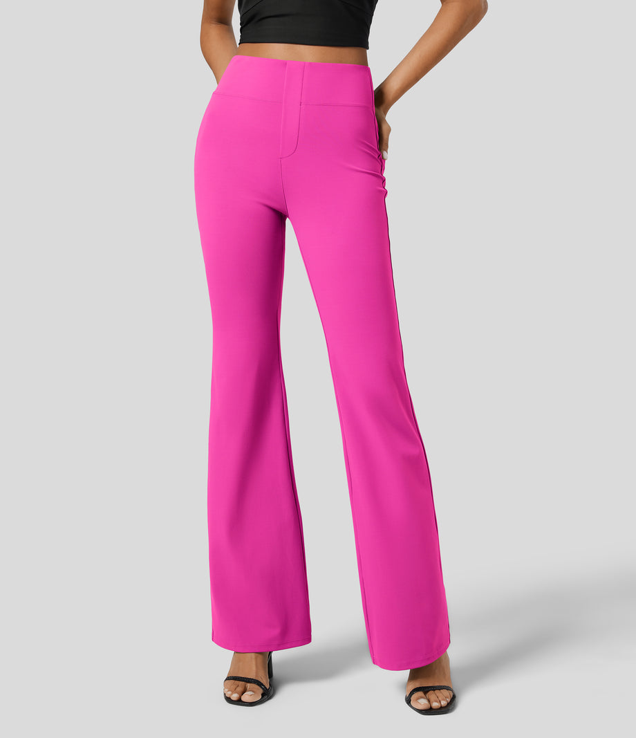 Halara Flex™ High Waisted Back Side Pocket Slight Flare Work Pants - Raspberry Rose
