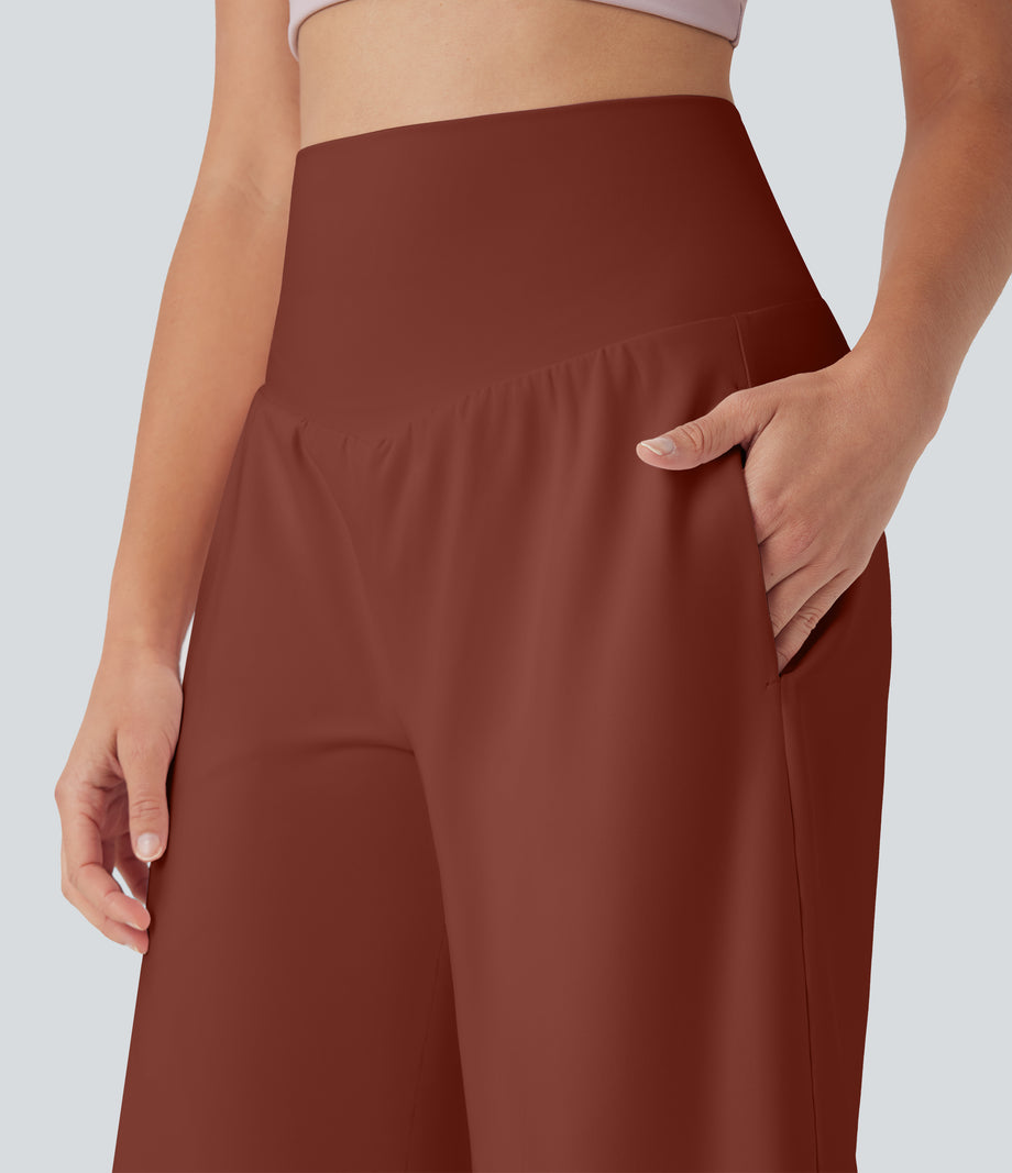 SoftlyZero™ Airy High Waisted Pockets Cool Touch Yoga Bermuda Shorts - Brandy Brown