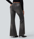 Halara Flex™ Low Rise Flare Washed Casual Jeans with Pockets - Cool Gray Denim