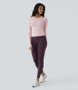 Solid Thumb Hole Yoga Sports Top - Pale Lilac
