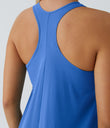Breezeful™ Backless Racerback Side Pocket High Low Flowy Midi Quick Dry Casual Dress - Nebulas Blue