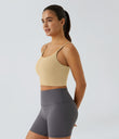 Basic Padded Workout Cropped Low Support Tank Top A-D Cups - Moonstone
