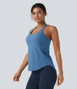 Halara UltraSculpt™ Round Neck Crisscross Back Running Tank Tops DD-F Cups - Pacific Coast