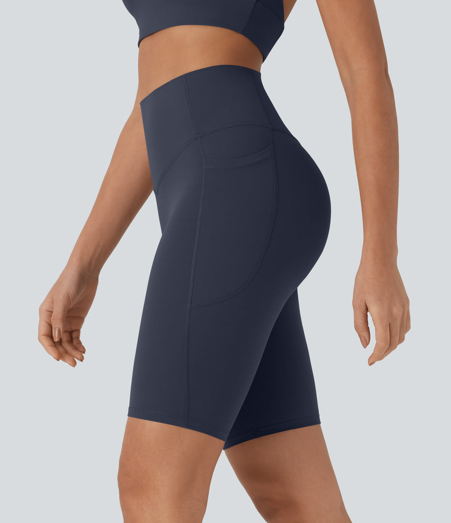 Halara UltraSculpt™ High Waisted Tummy Control Pocket Shaping Training Biker Shorts 9'' - Mood Indigo