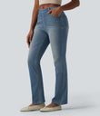 Halara Flex™ High Waisted Pockets Washed Casual Bootcut Jeans - Blue Surf Denim