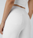 DayStretch High Waisted Pockets Straight Leg Casual Pants - White