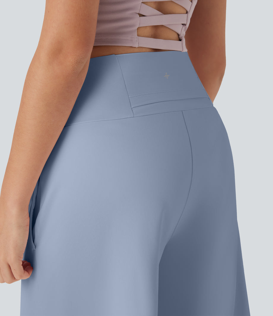 SoftlyZero™ Airy High Waisted Pockets Cool Touch Yoga Bermuda Shorts - Skyway