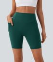Halara UltraSculpt™ High Waisted Scrunch Butt Lifting Tummy Control Side Pocket Shaping Workout Biker Shorts 7'' - Forest Biome