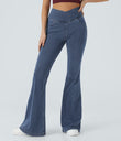 Halara Flex™ High Waisted Crossover Pocket Washed Casual Jeans - Washed Denim Bleached Blue
