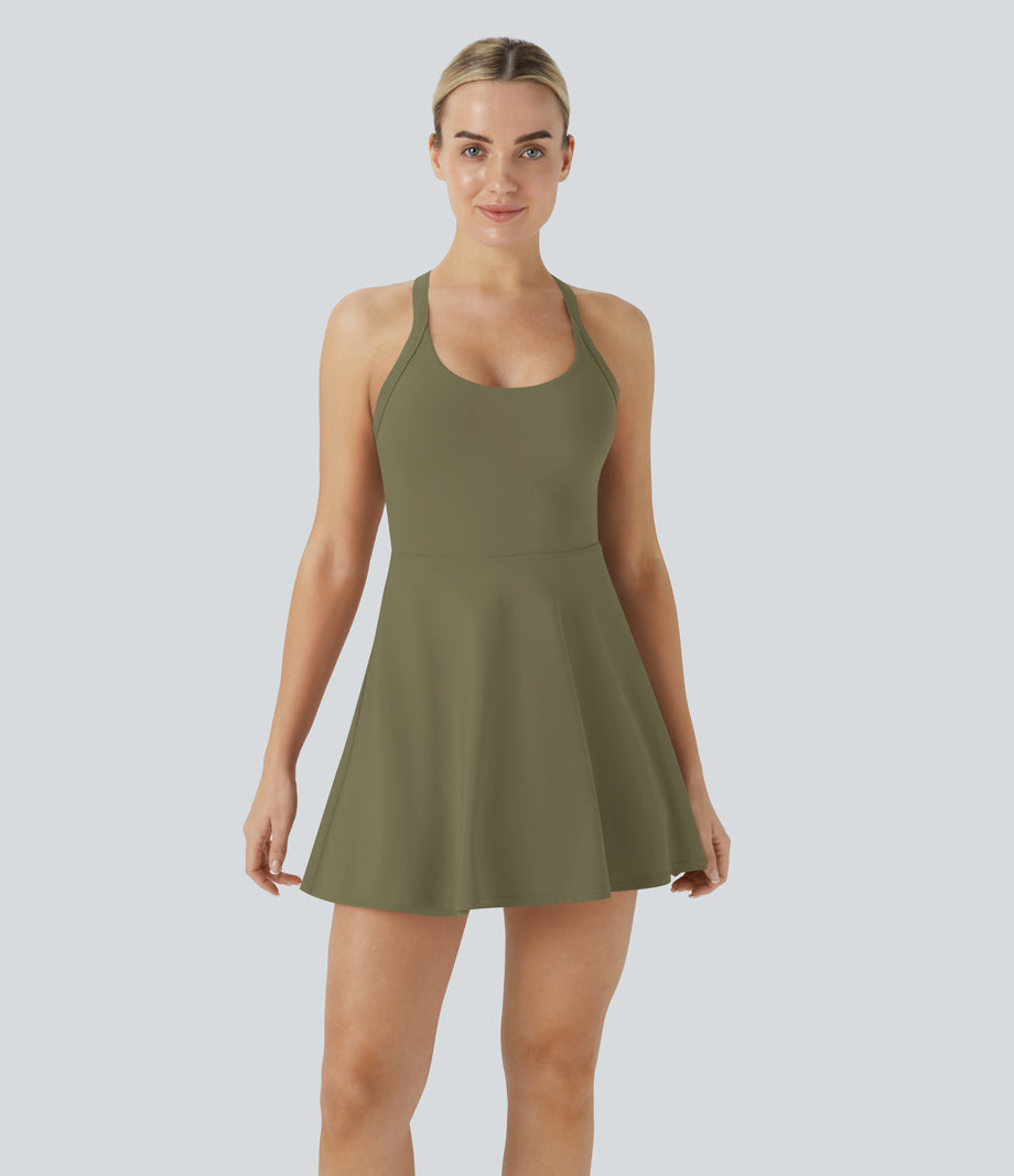 SoftlyZero™ Airy Backless Twisted Cool Touch Dance Active Dress-Easy Peezy Edition - Withered Green