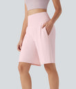 SoftlyZero™ Airy High Waisted Pockets Cool Touch Yoga Bermuda Shorts - Primrose Pink