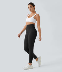 OneForm Seamless Flow High Waisted Ruched Plain Leggings - Black